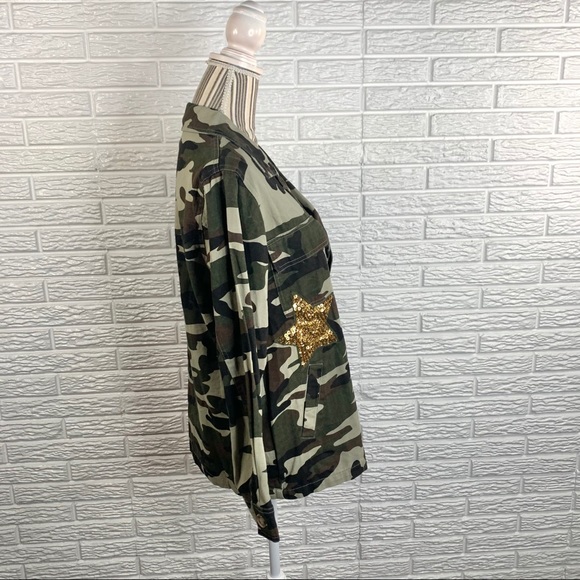Ellison Glam Fighter Camouflage Jacket Gold Stars - Picture 5 of 7